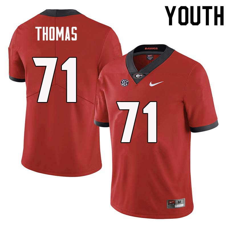 Georgia Bulldogs Youth Andrew Thomas #71 Red Stitched College UGA Football Jersey 23HO010ID